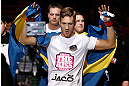 STOCKHOLM, SWEDEN - APRIL 06:  Chris Spang of Sweden enters the arena before his welterweight fight against Adlan Amagov at the Ericsson Globe Arena on April 6, 2013 in Stockholm, Sweden.  (Photo by Josh Hedges/Zuffa LLC/Zuffa LLC via Getty Images)