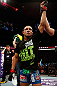 STOCKHOLM, SWEDEN - APRIL 06:  Diego Brandao reacts after his submission victory over Pablo Garza in their featherweight fight at the Ericsson Globe Arena on April 6, 2013 in Stockholm, Sweden.  (Photo by Josh Hedges/Zuffa LLC/Zuffa LLC via Getty Images)