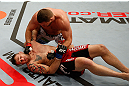 STOCKHOLM, SWEDEN - APRIL 06:  Matt Mitrione (top) defeats Phil De Fries by knockout in their heavyweight fight at the Ericsson Globe Arena on April 6, 2013 in Stockholm, Sweden.  (Photo by Josh Hedges/Zuffa LLC/Zuffa LLC via Getty Images)