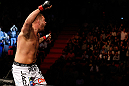 STOCKHOLM, SWEDEN - APRIL 06:  Matt Mitrione reacts after knocking out Phil De Fries in their heavyweight fight at the Ericsson Globe Arena on April 6, 2013 in Stockholm, Sweden.  (Photo by Josh Hedges/Zuffa LLC/Zuffa LLC via Getty Images)