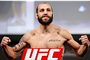 LAS VEGAS, NV - APRIL 12: Sam Sicilia weighs in during the TUF 17 Finale weigh-in at the Hollywood Theatre at the MGM Grand Hotel/Casino on April 12, 2013 in Las Vegas, Nevada. (Photo by Josh Hedges/Zuffa LLC/Zuffa LLC via Getty Images)