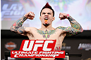 LAS VEGAS, NV - APRIL 12: Scott Jorgensen weighs in during the TUF 17 Finale weigh-in at the Hollywood Theatre at the MGM Grand Hotel/Casino on April 12, 2013 in Las Vegas, Nevada. (Photo by Josh Hedges/Zuffa LLC/Zuffa LLC via Getty Images)