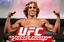 LAS VEGAS, NV - APRIL 12: Urijah Faber weighs in during the TUF 17 Finale weigh-in at the Hollywood Theatre at the MGM Grand Hotel/Casino on April 12, 2013 in Las Vegas, Nevada. (Photo by Josh Hedges/Zuffa LLC/Zuffa LLC via Getty Images)