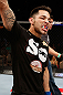 LAS VEGAS, NV - APRIL 13:   Daniel Pineda reacts to his victory over Justin Lawrence in their featherweight fight at the Mandalay Bay Events Center  on April 13, 2013 in Las Vegas, Nevada.  (Photo by Josh Hedges/Zuffa LLC/Zuffa LLC via Getty Images)  *** Local Caption *** Justin Lawrence; Daniel Pineda