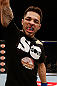 LAS VEGAS, NV - APRIL 13:   Daniel Pineda reacts to his victory over Justin Lawrence in their featherweight fight at the Mandalay Bay Events Center  on April 13, 2013 in Las Vegas, Nevada.  (Photo by Josh Hedges/Zuffa LLC/Zuffa LLC via Getty Images)  *** Local Caption *** Justin Lawrence; Daniel Pineda