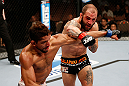 LAS VEGAS, NV - APRIL 13:   (R-L) Sam Sicilia punches Maximo Blanco in their featherweight fight at the Mandalay Bay Events Center  on April 13, 2013 in Las Vegas, Nevada.  (Photo by Josh Hedges/Zuffa LLC/Zuffa LLC via Getty Images)  *** Local Caption *** Maximo Blanco; Sam Sicilia