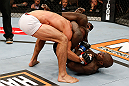 LAS VEGAS, NV - APRIL 13:   Kevin Casey (right) attempts to submit Josh Samman in their middleweight fight at the Mandalay Bay Events Center  on April 13, 2013 in Las Vegas, Nevada.  (Photo by Josh Hedges/Zuffa LLC/Zuffa LLC via Getty Images)  *** Local Caption *** Josh Samman; Kevin Casey