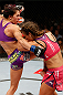 LAS VEGAS, NV - APRIL 13:   (L-R) Cat Zingano knees Miesha Tate in their bantamweight fight at the Mandalay Bay Events Center  on April 13, 2013 in Las Vegas, Nevada.  (Photo by Josh Hedges/Zuffa LLC/Zuffa LLC via Getty Images)  *** Local Caption *** Miesha Tate; Cat Zingano