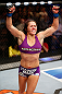 LAS VEGAS, NV - APRIL 13:   Cat Zingano reacts to her victory over Miesha Tate in their bantamweight fight at the Mandalay Bay Events Center  on April 13, 2013 in Las Vegas, Nevada.  (Photo by Josh Hedges/Zuffa LLC/Zuffa LLC via Getty Images)  *** Local Caption *** Miesha Tate; Cat Zingano
