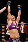 LAS VEGAS, NV - APRIL 13:   Cat Zingano reacts to her victory over Miesha Tate in their bantamweight fight at the Mandalay Bay Events Center  on April 13, 2013 in Las Vegas, Nevada.  (Photo by Josh Hedges/Zuffa LLC/Zuffa LLC via Getty Images)  *** Local Caption *** Miesha Tate; Cat Zingano