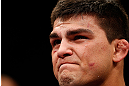 LAS VEGAS, NV - APRIL 13:   Kelvin Gastelum reacts to his victory over Uriah Hall in their middleweight fight at the Mandalay Bay Events Center  on April 13, 2013 in Las Vegas, Nevada.  (Photo by Josh Hedges/Zuffa LLC/Zuffa LLC via Getty Images)  *** Local Caption *** Uriah Hall; Kelvin Gastelum