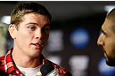 SAN JOSE, CA - APRIL 18:  Jordan Mein conducts interviews during media day ahead of the UFC on FOX event at HP Pavilion on April 18, 2013 in San Jose, California.  (Photo by Josh Hedges/Zuffa LLC/Zuffa LLC via Getty Images)