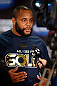 SAN JOSE, CA - APRIL 18:  Daniel Cormier conducts interviews during media day ahead of the UFC on FOX event at HP Pavilion on April 18, 2013 in San Jose, California.  (Photo by Josh Hedges/Zuffa LLC/Zuffa LLC via Getty Images)