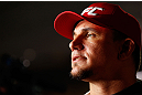 SAN JOSE, CA - APRIL 18:   Frank Mir conducts interviews during media day ahead of the UFC on FOX event at HP Pavilion on April 18, 2013 in San Jose, California.  (Photo by Josh Hedges/Zuffa LLC/Zuffa LLC via Getty Images)