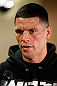 SAN JOSE, CA - APRIL 18:   Nate Diaz conducts interviews during media day ahead of the UFC on FOX event at HP Pavilion on April 18, 2013 in San Jose, California.  (Photo by Josh Hedges/Zuffa LLC/Zuffa LLC via Getty Images)