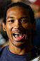 SAN JOSE, CA - APRIL 18:  Benson Henderson conducts interviews during media day ahead of the UFC on FOX event at HP Pavilion on April 18, 2013 in San Jose, California.  (Photo by Josh Hedges/Zuffa LLC/Zuffa LLC via Getty Images)