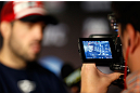 SAN JOSE, CA - APRIL 18:  Matt Brown conducts interviews during media day ahead of the UFC on FOX event at HP Pavilion on April 18, 2013 in San Jose, California.  (Photo by Josh Hedges/Zuffa LLC/Zuffa LLC via Getty Images)
