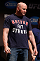 SAN JOSE, CA - APRIL 19:   UFC President Dana White is seen on stage wearing a Boston Strong shirt during the UFC on FOX weigh-in at the California Theatre on April 19, 2013 in San Jose, California.  (Photo by Josh Hedges/Zuffa LLC/Zuffa LLC via Getty Images)