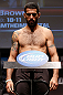 SAN JOSE, CA - APRIL 19:   Matt Brown weighs in during the UFC on FOX weigh-in at the California Theatre on April 19, 2013 in San Jose, California.  (Photo by Josh Hedges/Zuffa LLC/Zuffa LLC via Getty Images)