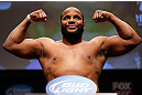 SAN JOSE, CA - APRIL 19:   Daniel Cormier weighs in during the UFC on FOX weigh-in at the California Theatre on April 19, 2013 in San Jose, California.  (Photo by Josh Hedges/Zuffa LLC/Zuffa LLC via Getty Images)