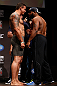 SAN JOSE, CA - APRIL 19:   (L-R) Opponents Frank Mir and Daniel Cormier face off during the UFC on FOX weigh-in at the California Theatre on April 19, 2013 in San Jose, California.  (Photo by Josh Hedges/Zuffa LLC/Zuffa LLC via Getty Images)