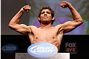 SAN JOSE, CA - APRIL 19:   Gilbert Melendez weighs in during the UFC on FOX weigh-in at the California Theatre on April 19, 2013 in San Jose, California.  (Photo by Josh Hedges/Zuffa LLC/Zuffa LLC via Getty Images)