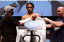SAN JOSE, CA - APRIL 19:   Benson Henderson weighs in during the UFC on FOX weigh-in at the California Theatre on April 19, 2013 in San Jose, California.  (Photo by Josh Hedges/Zuffa LLC/Zuffa LLC via Getty Images)