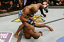 SAN JOSE, CA - APRIL 20:   Yoel Romero (top) punches Clifford Starks in their middleweight bout during the UFC on FOX event at the HP Pavilion on April 20, 2013 in San Jose, California.  (Photo by Ezra Shaw/Zuffa LLC/Zuffa LLC via Getty Images)  *** Local Caption *** Clifford Starks; Yoel Romero