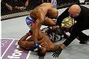 SAN JOSE, CA - APRIL 20:   Yoel Romero (top) punches Clifford Starks in their middleweight bout during the UFC on FOX event at the HP Pavilion on April 20, 2013 in San Jose, California.  (Photo by Ezra Shaw/Zuffa LLC/Zuffa LLC via Getty Images)  *** Local Caption *** Clifford Starks; Yoel Romero