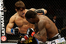 SAN JOSE, CA - APRIL 20:   (L-R) Roger Bowling punches Anthony Njokuani in their lightweight bout during the UFC on FOX event at the HP Pavilion on April 20, 2013 in San Jose, California.  (Photo by Ezra Shaw/Zuffa LLC/Zuffa LLC via Getty Images)  *** Local Caption *** Anthony Njokuani; Roger Bowling