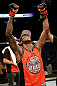 SAN JOSE, CA - APRIL 20:   Anthony Njokuani reacts to his knockout victory over Roger Bowling in their lightweight bout during the UFC on FOX event at the HP Pavilion on April 20, 2013 in San Jose, California.  (Photo by Ezra Shaw/Zuffa LLC/Zuffa LLC via Getty Images)  *** Local Caption *** Anthony Njokuani; Roger Bowling