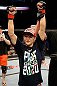 SAN JOSE, CA - APRIL 20:   T.J. Dillashaw reacts to his victory over Hugo Viana in their bantamweight bout during the UFC on FOX event at the HP Pavilion on April 20, 2013 in San Jose, California.  (Photo by Ezra Shaw/Zuffa LLC/Zuffa LLC via Getty Images)  *** Local Caption *** T.J. Dillashaw; Hugo Viana