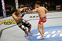 SAN JOSE, CA - APRIL 20:   (R-L) Joseph Benavidez punches Darren Uyenoyama in their flyweight bout during the UFC on FOX event at the HP Pavilion on April 20, 2013 in San Jose, California.  (Photo by Ezra Shaw/Zuffa LLC/Zuffa LLC via Getty Images)  *** Local Caption *** Joseph Benavidez; Darren Uyenoyama