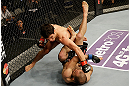 SAN JOSE, CA - APRIL 20:   Joseph Benavidez (top) punches Darren Uyenoyama in their flyweight bout during the UFC on FOX event at the HP Pavilion on April 20, 2013 in San Jose, California.  (Photo by Ezra Shaw/Zuffa LLC/Zuffa LLC via Getty Images)  *** Local Caption *** Joseph Benavidez; Darren Uyenoyama