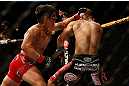 SAN JOSE, CA - APRIL 20:   (L-R) Joseph Benavidez punches Darren Uyenoyama in their flyweight bout during the UFC on FOX event during the UFC on FOX event at the HP Pavilion on April 20, 2013 in San Jose, California.  (Photo by Josh Hedges/Zuffa LLC/Zuffa LLC via Getty Images)  *** Local Caption *** Joseph Benavidez; Darren Uyenoyama