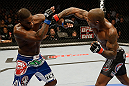 SAN JOSE, CA - APRIL 20:   (R-L) Francis Carmont punches Lorenz Larkin in their middleweight bout during the UFC on FOX event at the HP Pavilion on April 20, 2013 in San Jose, California.  (Photo by Ezra Shaw/Zuffa LLC/Zuffa LLC via Getty Images)  *** Local Caption *** Francis Carmont; Lorenz Larkin