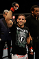 SAN JOSE, CA - APRIL 20:   Chad Mendes reacts to his victory over Darren Elkins in their featherweight bout during the UFC on FOX event at the HP Pavilion on April 20, 2013 in San Jose, California.  (Photo by Ezra Shaw/Zuffa LLC/Zuffa LLC via Getty Images)  *** Local Caption *** Chad Mendes; Darren Elkins