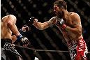 SAN JOSE, CA - APRIL 20:   (R-L) Matt Brown punches Jordan Mein in their welterweight bout during the UFC on FOX event during the UFC on FOX event at the HP Pavilion on April 20, 2013 in San Jose, California.  (Photo by Josh Hedges/Zuffa LLC/Zuffa LLC via Getty Images)  *** Local Caption *** Matt Brown; Jordan Mein