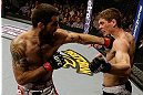 SAN JOSE, CA - APRIL 20:   (L-R) Matt Brown punches Jordan Mein in their welterweight bout during the UFC on FOX event at the HP Pavilion on April 20, 2013 in San Jose, California.  (Photo by Ezra Shaw/Zuffa LLC/Zuffa LLC via Getty Images)  *** Local Caption *** Matt Brown; Jordan Mein