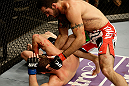 SAN JOSE, CA - APRIL 20:   (R-L) Matt Brown punches Jordan Mein in their welterweight bout during the UFC on FOX event at the HP Pavilion on April 20, 2013 in San Jose, California.  (Photo by Ezra Shaw/Zuffa LLC/Zuffa LLC via Getty Images)  *** Local Caption *** Matt Brown; Jordan Mein