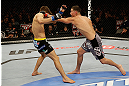SAN JOSE, CA - APRIL 20:   (R-L) Nate Diaz punches Josh Thomson in their lightweight bout during the UFC on FOX event at the HP Pavilion on April 20, 2013 in San Jose, California.  (Photo by Ezra Shaw/Zuffa LLC/Zuffa LLC via Getty Images)  *** Local Caption *** Nate Diaz; Josh Thomson