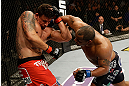 SAN JOSE, CA - APRIL 20:   (R-L) Daniel Cormier punches Frank Mir in their heavyweight bout during the UFC on FOX event at the HP Pavilion on April 20, 2013 in San Jose, California.  (Photo by Ezra Shaw/Zuffa LLC/Zuffa LLC via Getty Images)  *** Local Caption *** Frank Mir; Daniel Cormier
