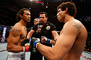 SAN JOSE, CA - APRIL 20:   (L-R) Benson Henderson and Gilbert Melendez face off in their lightweight championship bout during the UFC on FOX event during the UFC on FOX event at the HP Pavilion on April 20, 2013 in San Jose, California.  (Photo by Josh Hedges/Zuffa LLC/Zuffa LLC via Getty Images)  *** Local Caption *** Benson Henderson; Gilbert Melendez