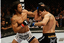 SAN JOSE, CA - APRIL 20:   (L-R) Benson Henderson punches Gilbert Melendez in their lightweight championship bout during the UFC on FOX event at the HP Pavilion on April 20, 2013 in San Jose, California.  (Photo by Ezra Shaw/Zuffa LLC/Zuffa LLC via Getty Images)  *** Local Caption *** Benson Henderson; Gilbert Melendez