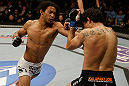 SAN JOSE, CA - APRIL 20:   (L-R) Benson Henderson punches Gilbert Melendez in their lightweight championship bout during the UFC on FOX event at the HP Pavilion on April 20, 2013 in San Jose, California.  (Photo by Ezra Shaw/Zuffa LLC/Zuffa LLC via Getty Images)  *** Local Caption *** Benson Henderson; Gilbert Melendez