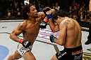 SAN JOSE, CA - APRIL 20:   (L-R) Benson Henderson punches Gilbert Melendez in their lightweight championship bout during the UFC on FOX event at the HP Pavilion on April 20, 2013 in San Jose, California.  (Photo by Ezra Shaw/Zuffa LLC/Zuffa LLC via Getty Images)  *** Local Caption *** Benson Henderson; Gilbert Melendez
