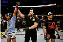 SAN JOSE, CA - APRIL 20:   Benson Henderson (left) is declared the winner over Gilbert Melendez (right) in their lightweight championship bout during the UFC on FOX event at the HP Pavilion on April 20, 2013 in San Jose, California.  (Photo by Ezra Shaw/Zuffa LLC/Zuffa LLC via Getty Images)  *** Local Caption *** Benson Henderson; Gilbert Melendez