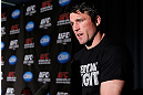 NEW YORK, NY - APRIL 25:   Chael Sonnen interacts with media during UFC 159 media day at The Theater at Madison Square Garden on April 25, 2013 in New York City.  (Photo by Josh Hedges/Zuffa LLC/Zuffa LLC via Getty Images)