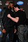 NEW YORK, NY - APRIL 25:   (L-R) Opponents UFC Light Heavyweight Champion Jon "Bones" Jones and Chael Sonnen face off during UFC 159 media day at The Theater at Madison Square Garden on April 25, 2013 in New York City.  (Photo by Josh Hedges/Zuffa LLC/Zuffa LLC via Getty Images)