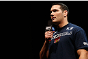 NEWARK, NJ - APRIL 26:   Chris Weidman interacts with fans during a Q&A session before the UFC 159 weigh-in event at the Prudential Center on April 26, 2013 in Newark, New Jersey.  (Photo by Josh Hedges/Zuffa LLC/Zuffa LLC via Getty Images)
